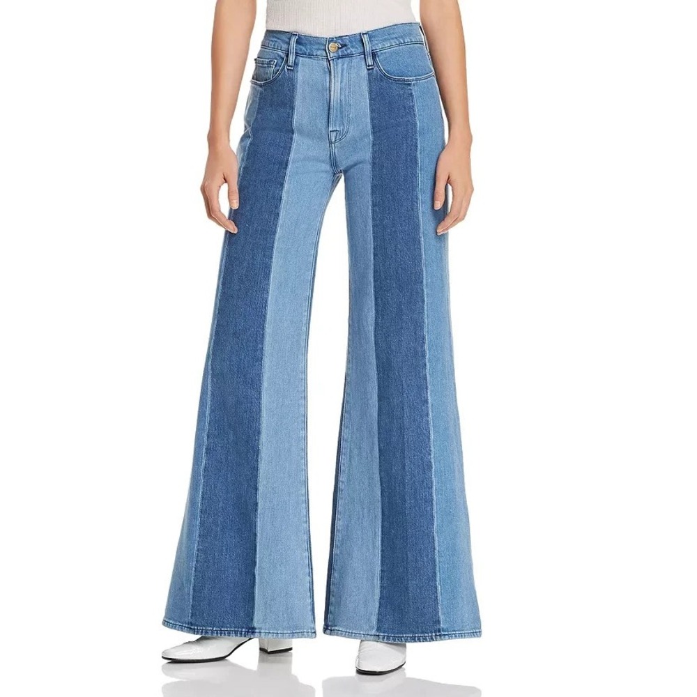 FRAME Le Palazzo Paneled Wide-Leg Jeans in Vineyard Women‎ 24 Designer $315
